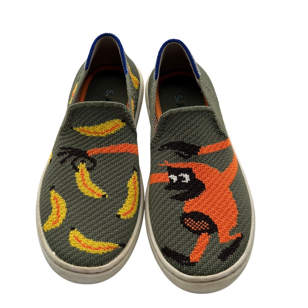 Rothy's Kids K13 Snack Attack Monkey Banana Green Washable Slip On Sneakers